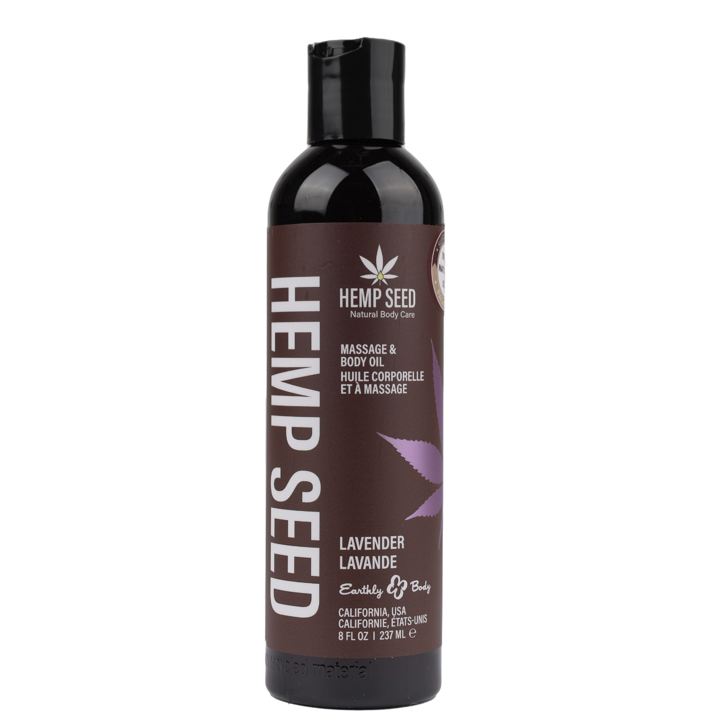 Earthly Body - Hemp Seed Massage and Body Oil - Lavender - 8 Fl. Oz./ 237ml - Bath & Body