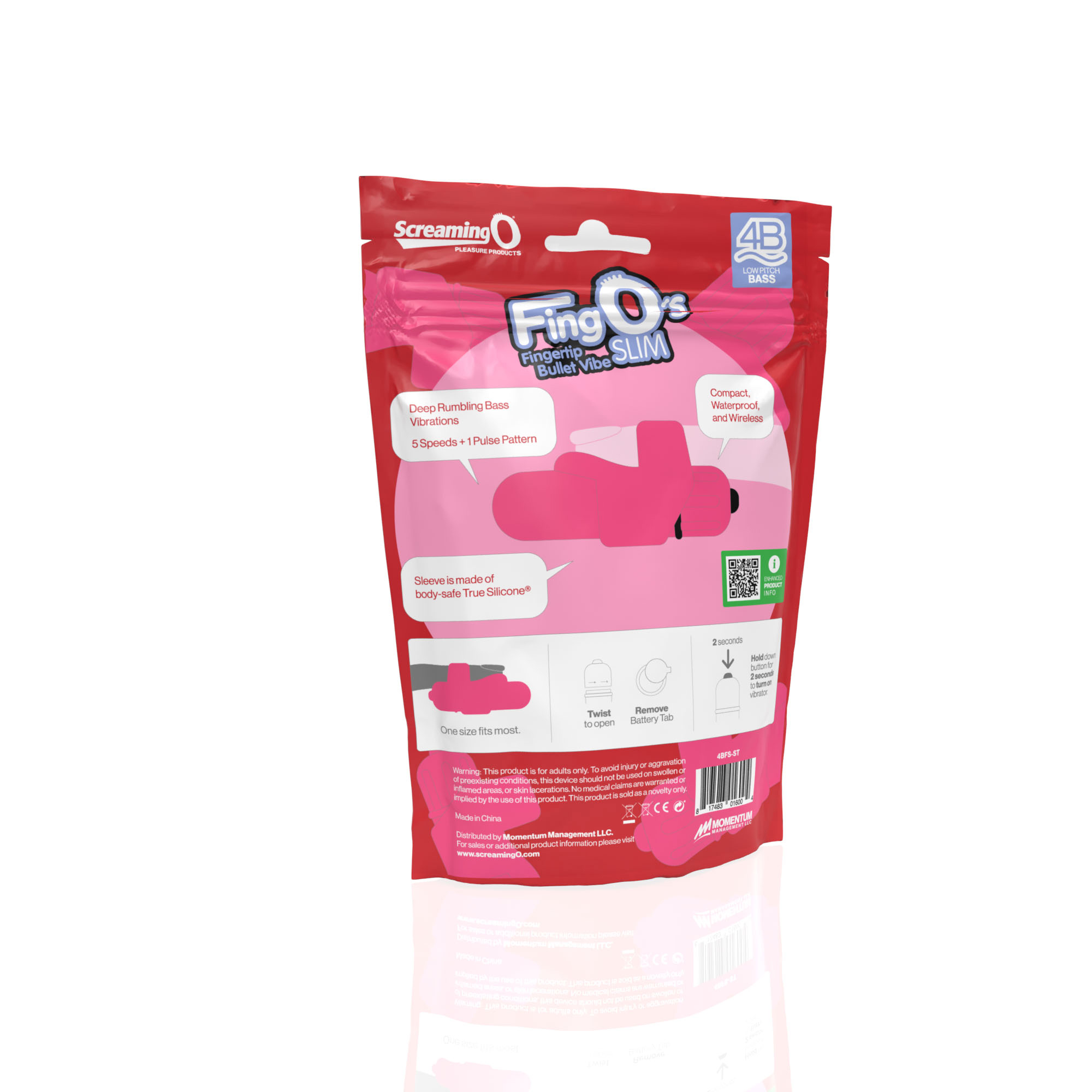 Screaming O - Screaming O 4B FingO Slim Strawberry - Vibrators - TPE/TPR/Elastomers