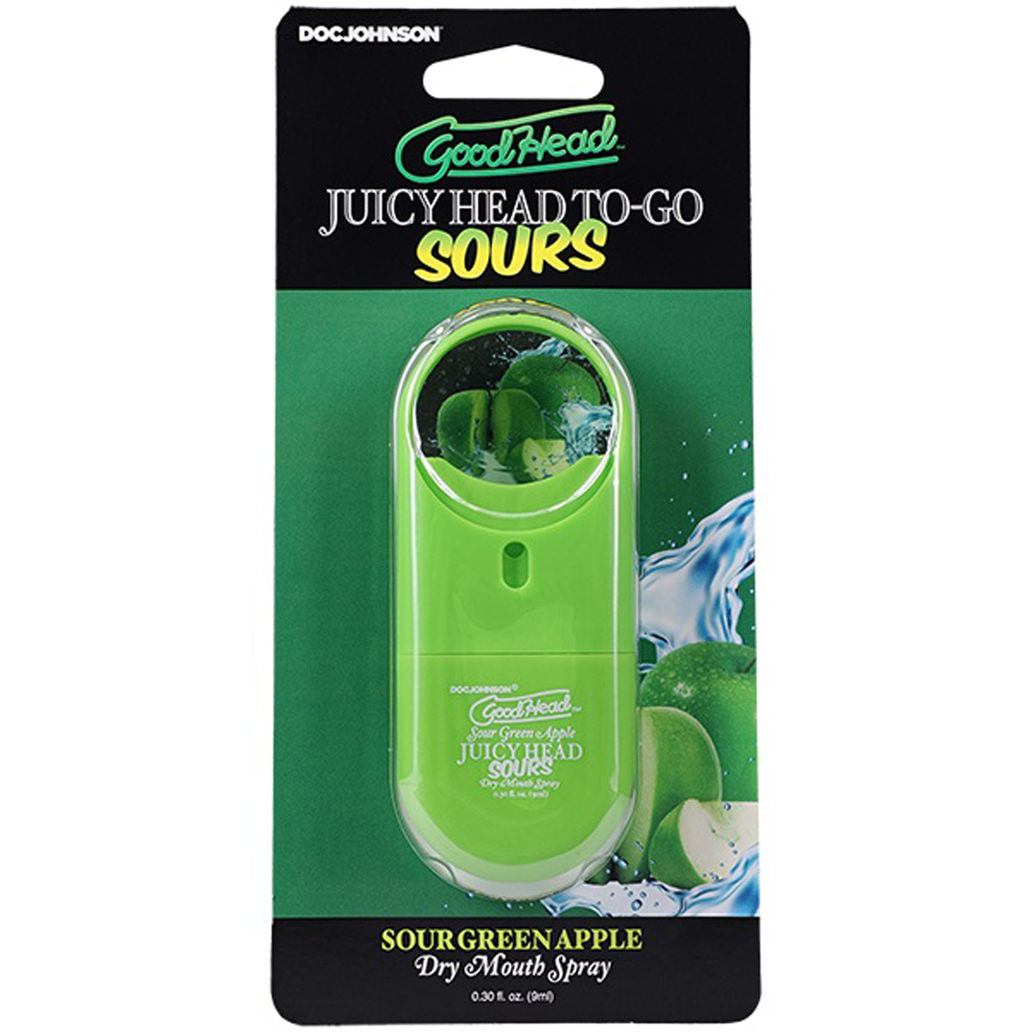 Doc Johnson - GoodHead Juicy Head Dry Mouth Spray To-Go Sour Green Apple 0.3 oz. - Supplements & Enhancers - Liquid