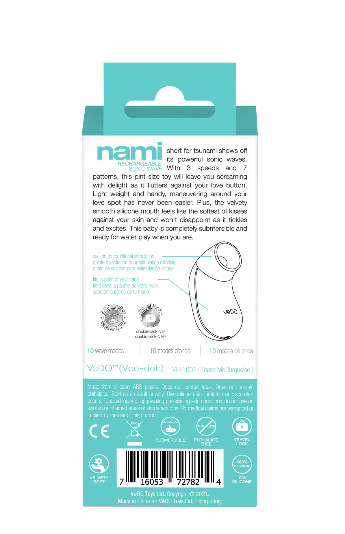 VeDO - Vedo Nami Rechargeable Sonic Vibe Tease Me Turquoise - Vibrators - Silicone