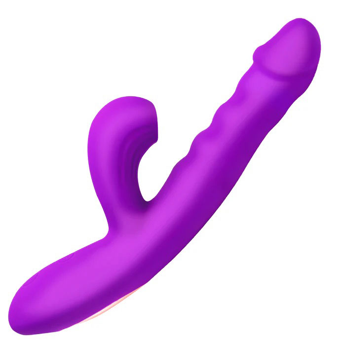 XR Brands - Thrusting and Sucking Rabbit Vibrator - Purple - Vibrators