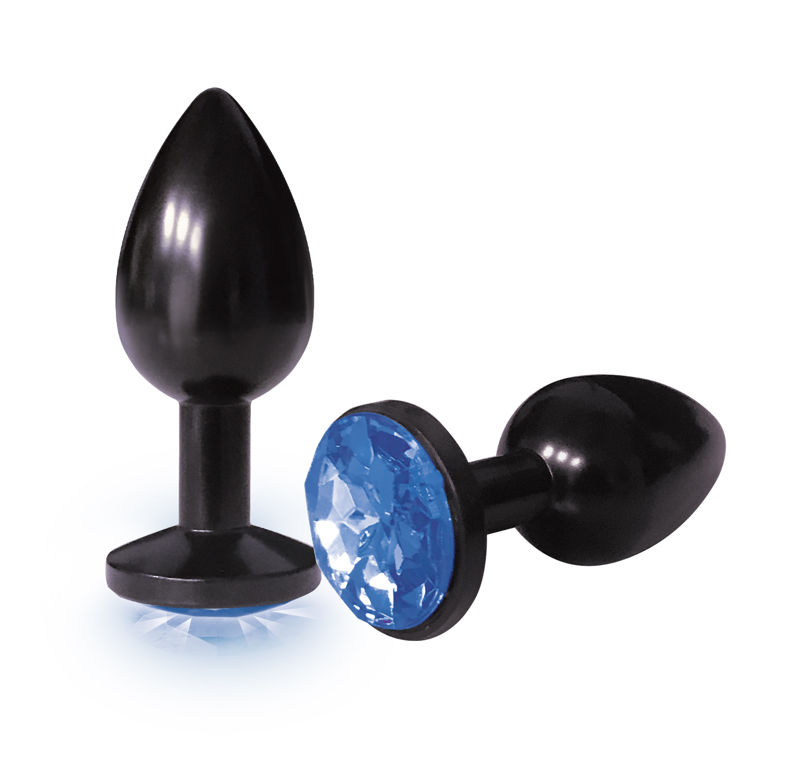 Icon Brands - The 9''s, The Silver Starter, Bejeweled Anodized Stainless Steel Plug, Colbalt - Anal Toys & Stimulators - Metal