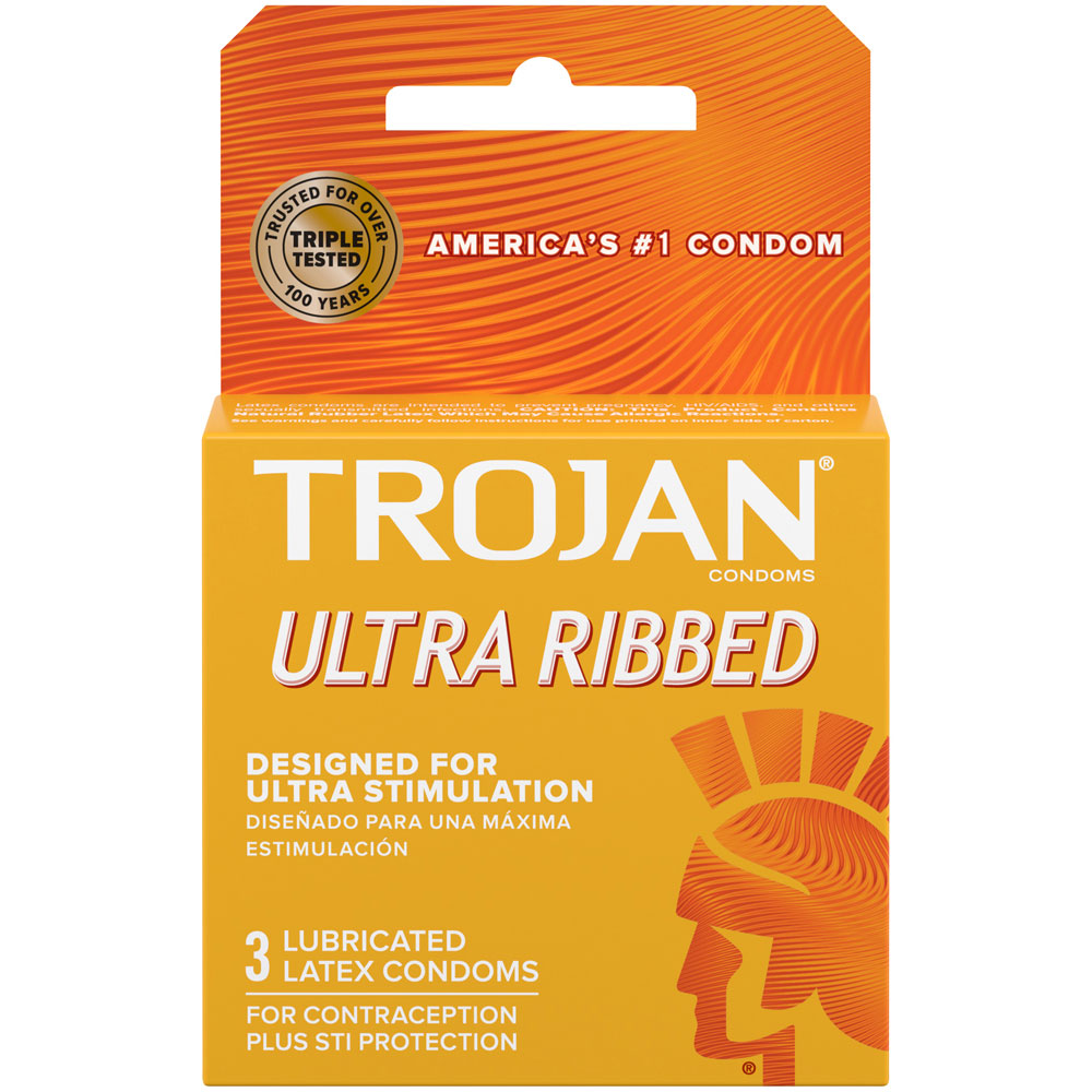 Paradise Marketing - Trojan Stimulations Ultra Ribbed Lubricated Condoms - 3 Pack - Condoms