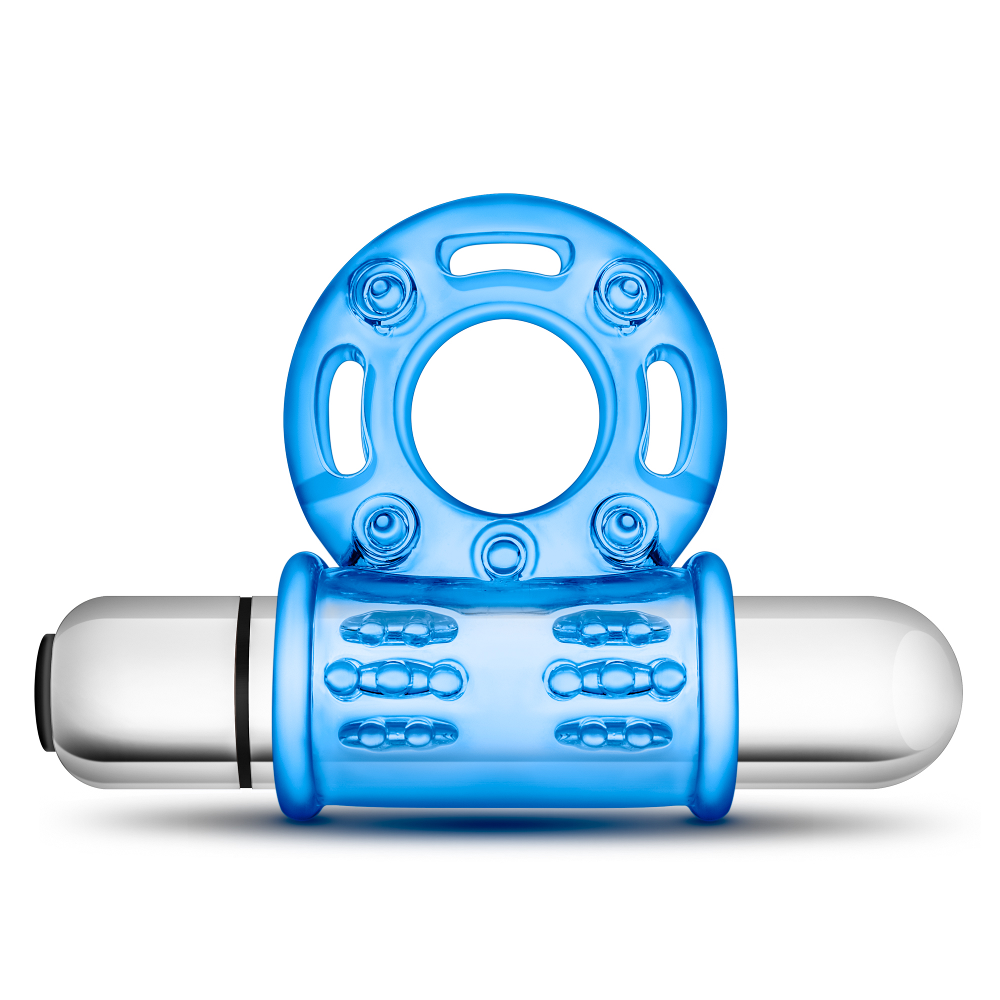 Blush - Stay Hard 10 Function Vibrating Bull Ring - Blue - Clit Stimulators