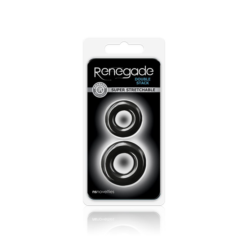 NS Novelties - Renegade Double Stack Cock Rings 2-Pack Black - Cockrings - TPE/TPR/Elastomers