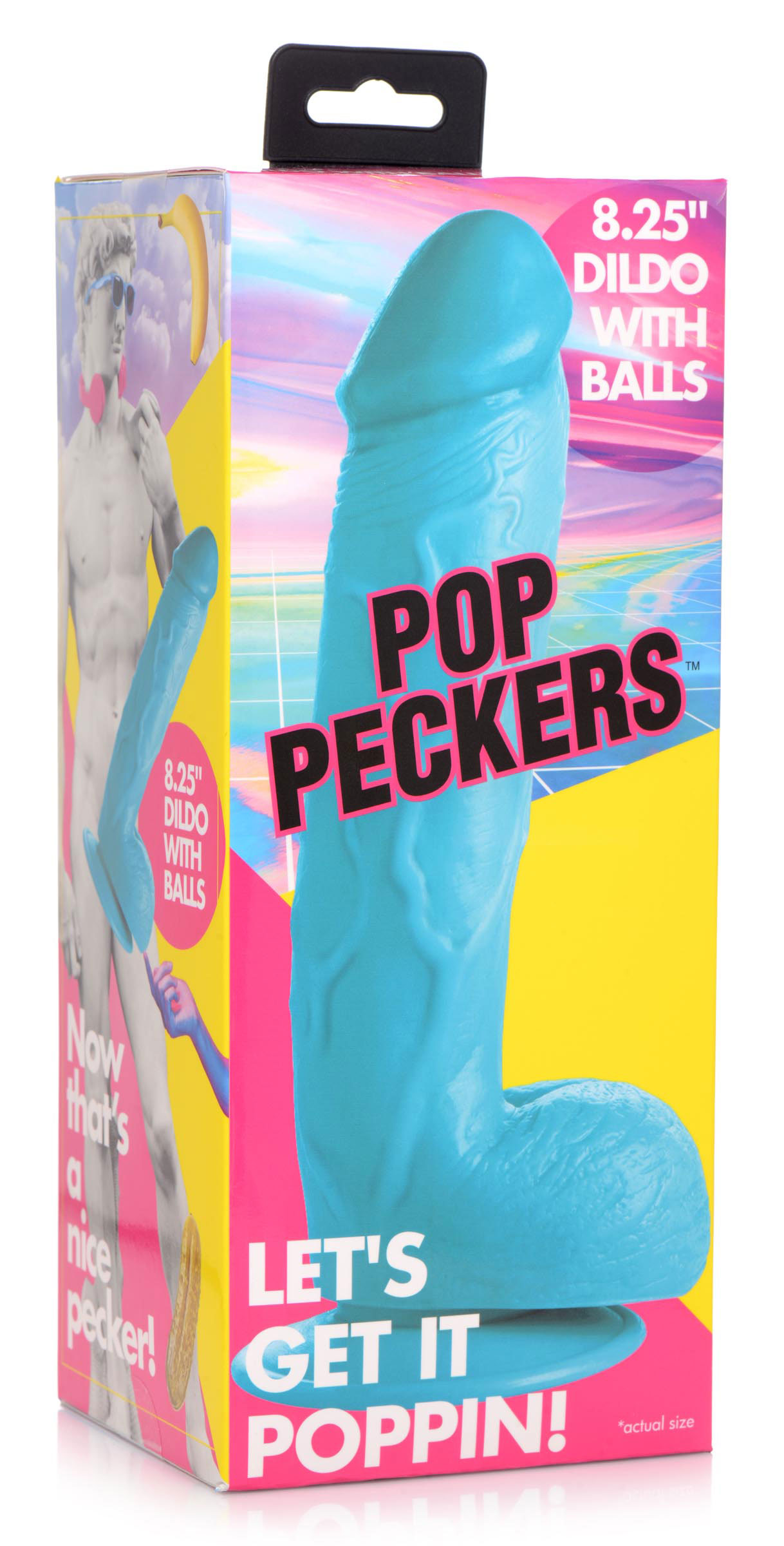 XR Brands - Pop Pecker 8.25 Inch Dildo With Balls - Blue - Dildos