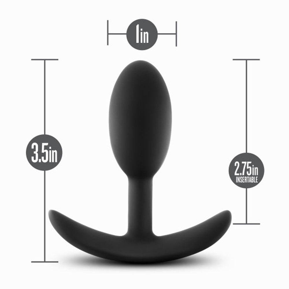 Blush - Anal Adventures Platinum Silicone Weighted Vibra Slim Plug Small Black - Anal Toys & Stimulators - Silicone