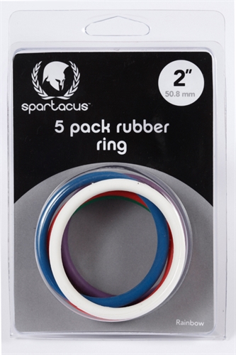 Spartacus - Rubber Cock Ring 5 Pack - 2 Inches - Rainbow - Cockrings