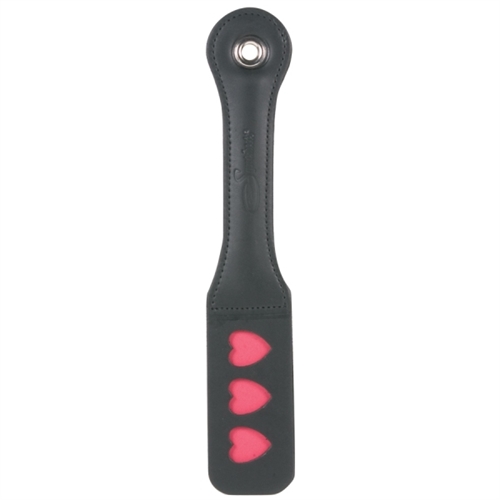 Sportsheets - 12 Inch Leather Impression Paddle - Heart - Bondage & Fetish Toys