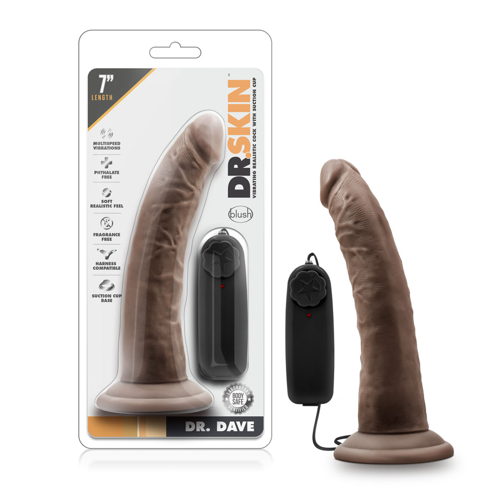 Blush - Dr. Skin Dr. Dave Realistic 7 in. Vibrating Dildo Brown - Dildos - PVC