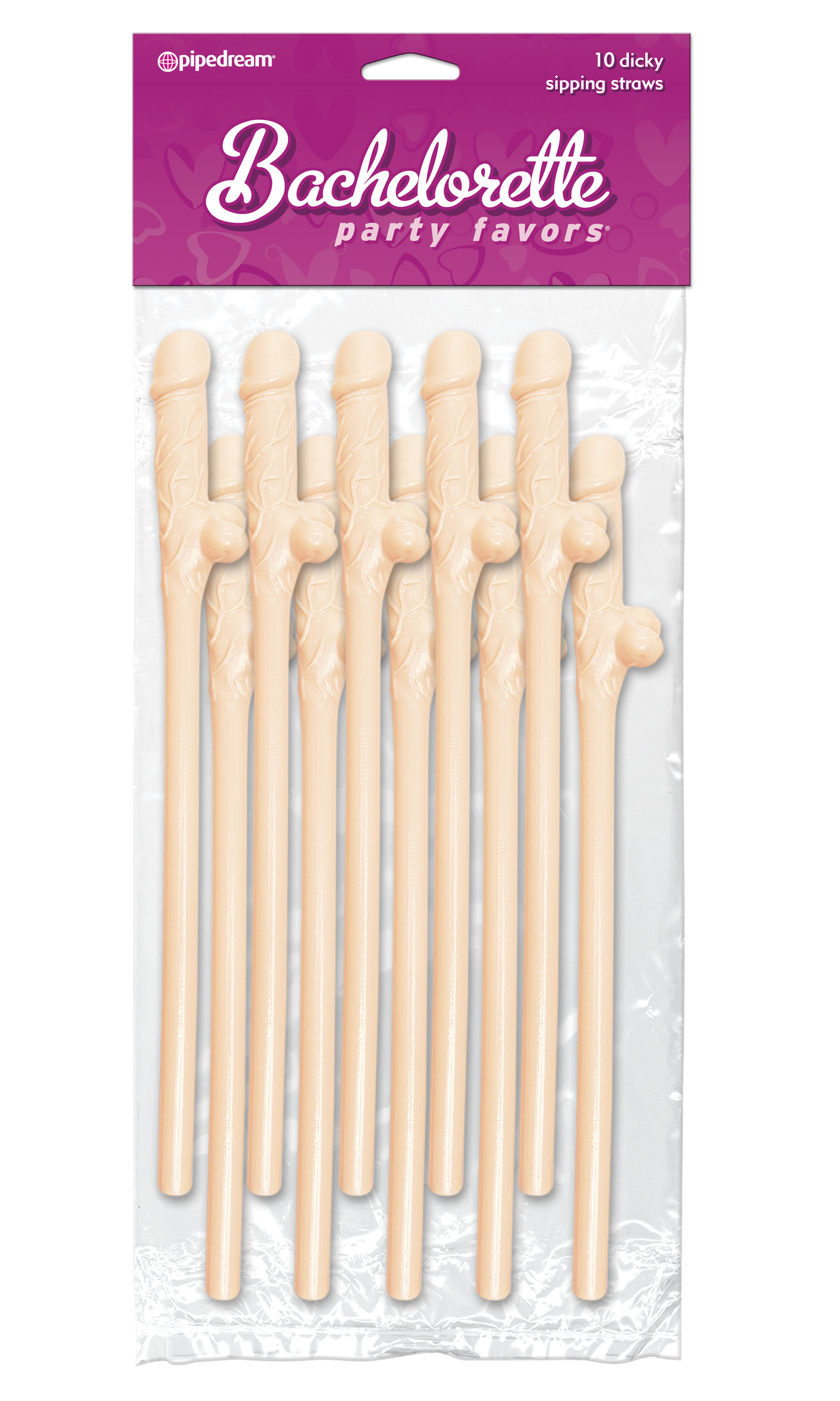 Pipedream - Bachelorette Party Favors - Dicky Sipping Straws - Light - 10 Piece - Bachelor & Bachelorette Items
