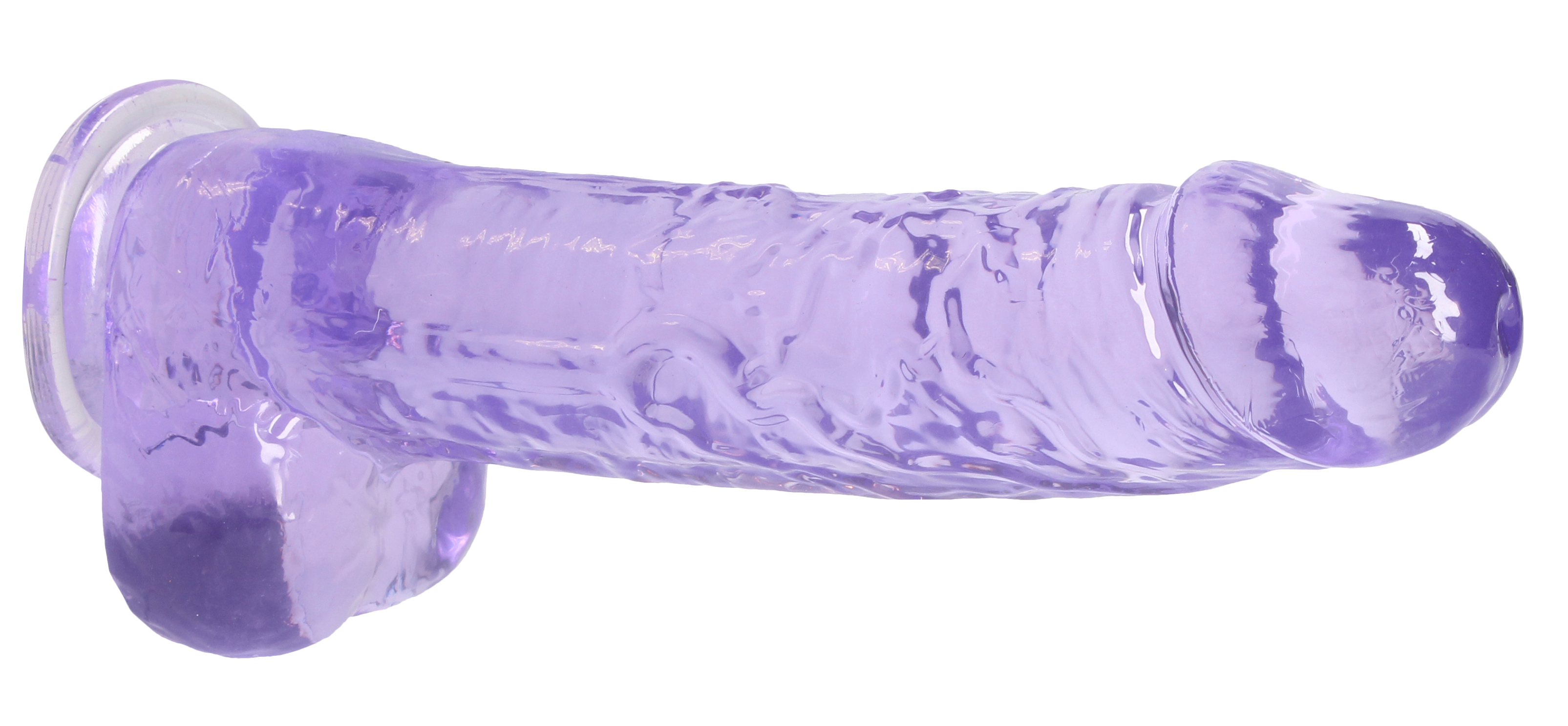Shots - RealRock Crystal Clear Realistic 9 in. Dildo With Balls and Suction Cup - Dildos - TPE/TPR/Elastomers