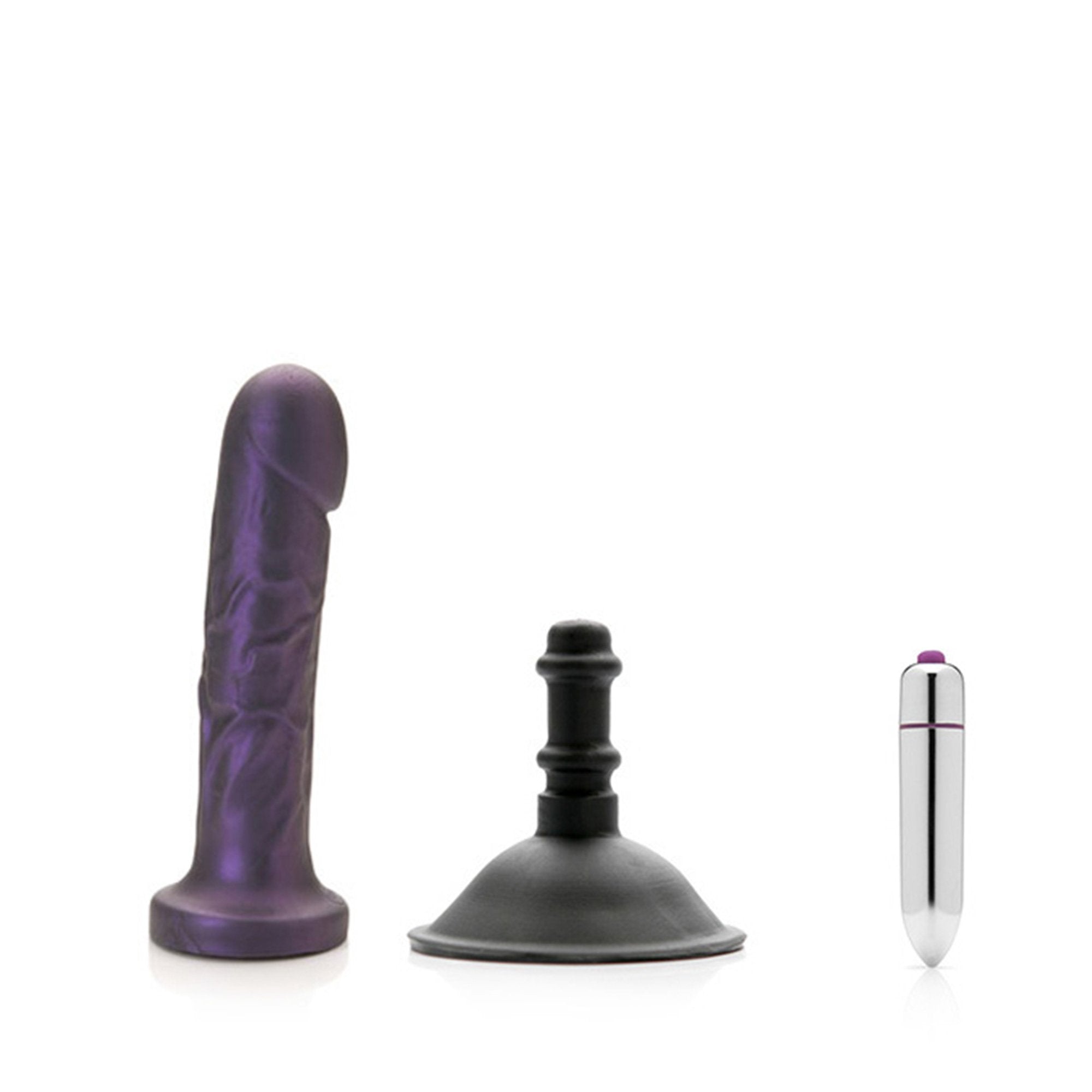 Tantus - Tantus Goliath Vibrating Dildo Kit Amethyst - Harnesses & Strap-Ons - Silicone