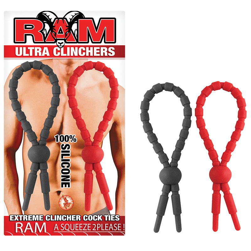 Nasstoys - Ram Ultra Clinchers-Red/Black  Lasso/Bolo - Cockrings - Silicone