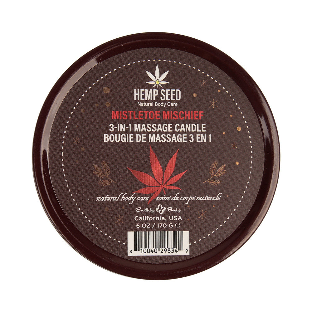 Earthly Body - Earthly Body Hemp Seed 3-in-1 Massage Candle Mistletoe Mischief 6 oz. - Lubricants, Creams & Glides
