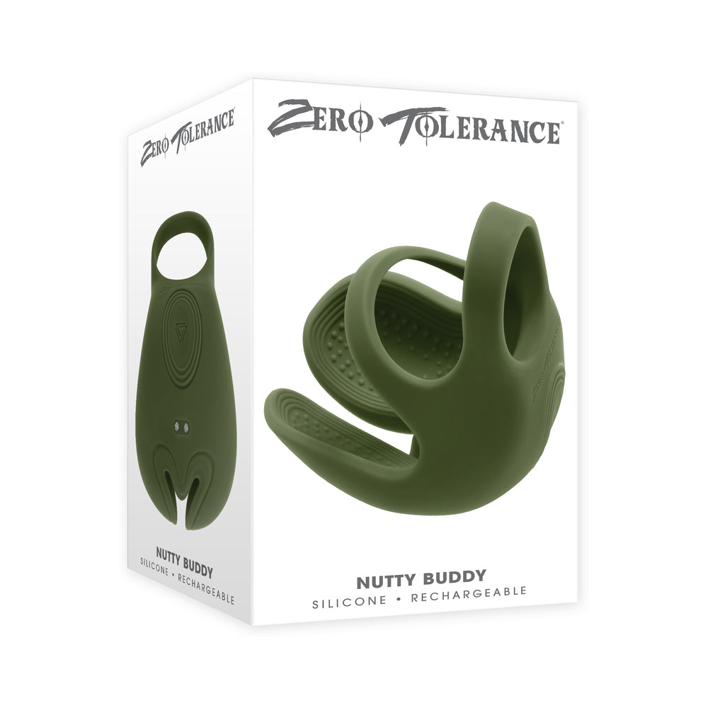 Zero Tolerance - Zero Tolerance Nutty Buddy Rechargeable Cock Ring Stimulator Silicone Green - Cockrings - Silicone