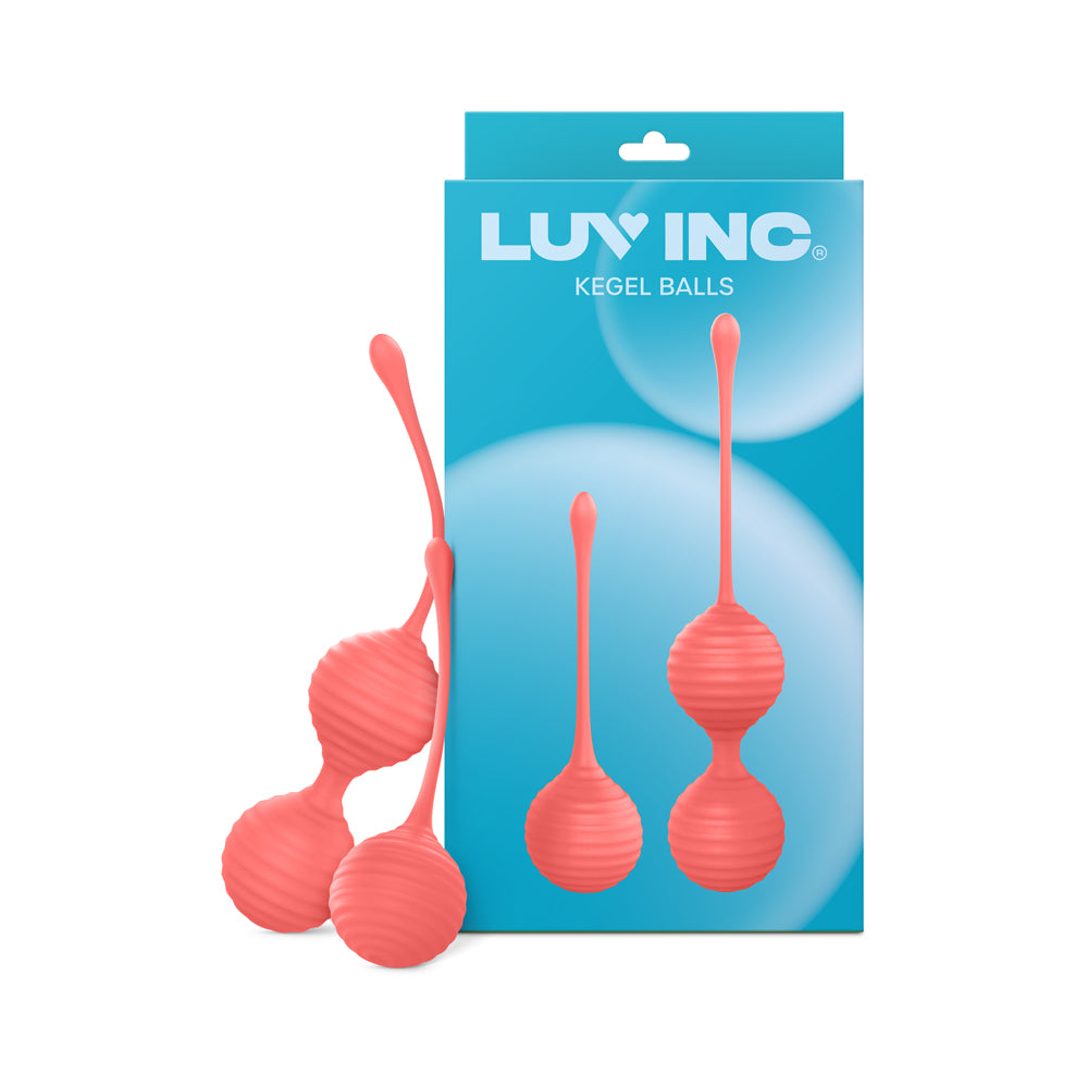 Luv Inc. - Luv Inc Kg88 Kegel Balls Ribbed Silicone 2-Piece Set Coral - Sexual Wellness - Silicone