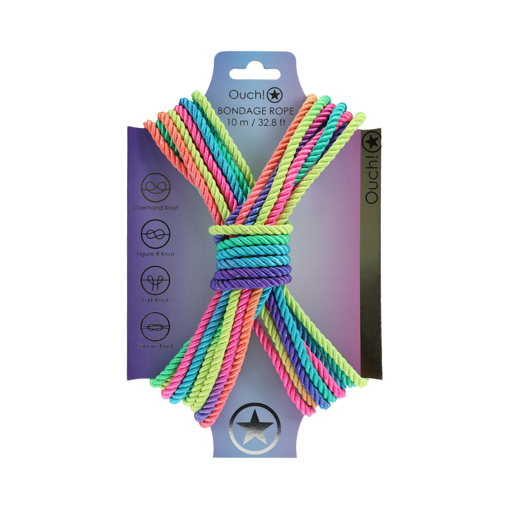 Shots - Ouch! Bondage Rope 10 m Nylon Multicolor Bright - Bondage & Fetish Toys - Nylon