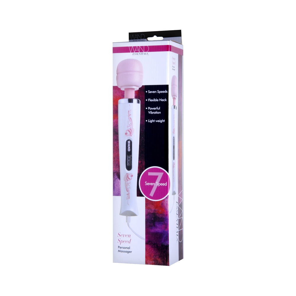 XR Brands - Wand Essentials 7 Speed Silicone Wand Massager Pink/White - Vibrators