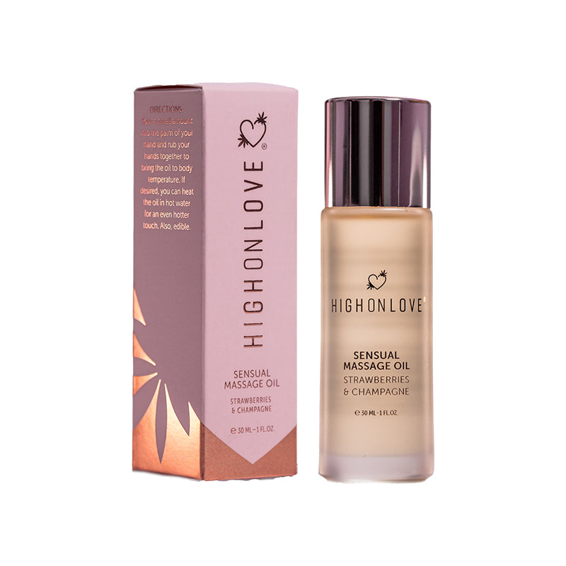 HighOnLove - HighOnLove Mini Massage Oil Strawberries & Champagne 1 oz. - Lubricants, Creams & Glides - Liquid