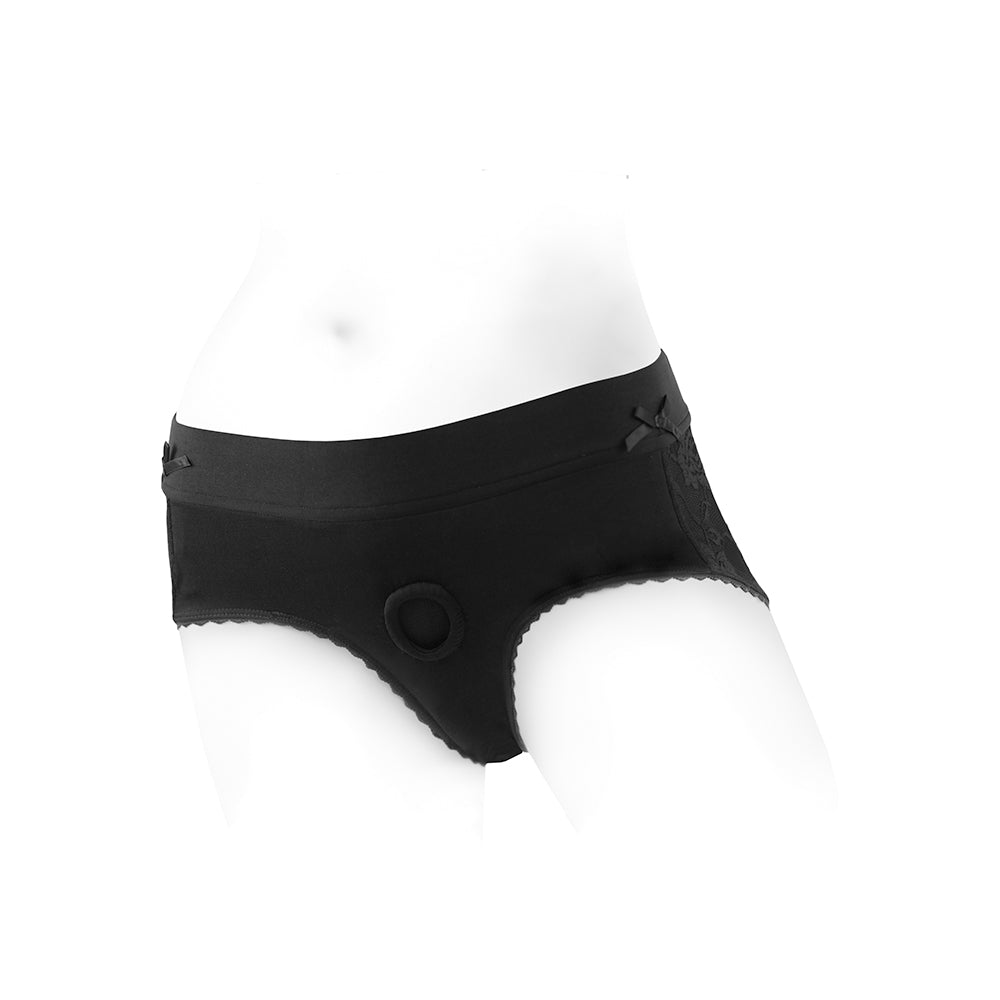 SpareParts - SpareParts Bella Cleavage Booty Short Harness Black Size XL - Harnesses & Strap-Ons - Nylon