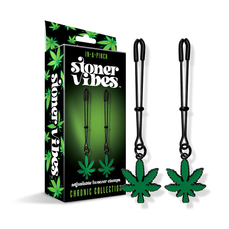 Global Novelties - Stoner Vibes Chronic Collection Adjustable Tweezer Nipple Clamps - Bondage & Fetish Toys - Metal