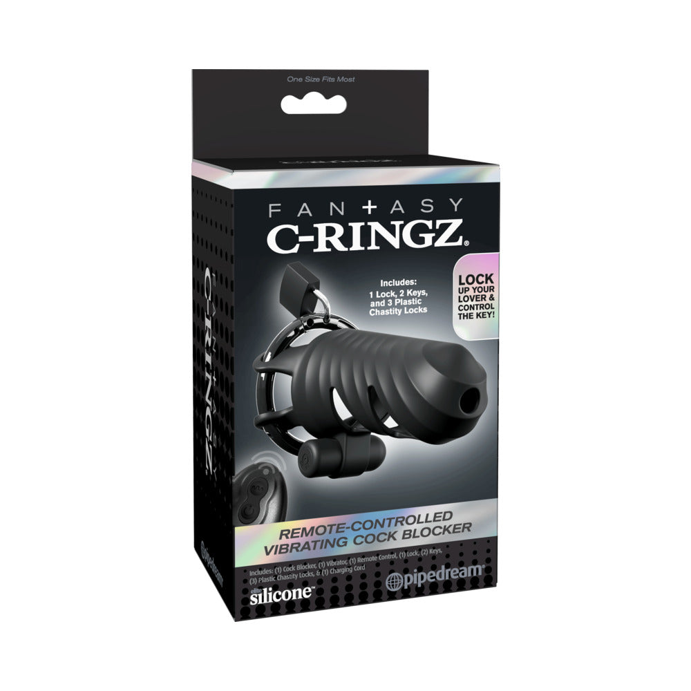 Pipedream - Fantasy C-Ringz Remote-Controlled Vibrating Cock Blocker Black - Cockrings