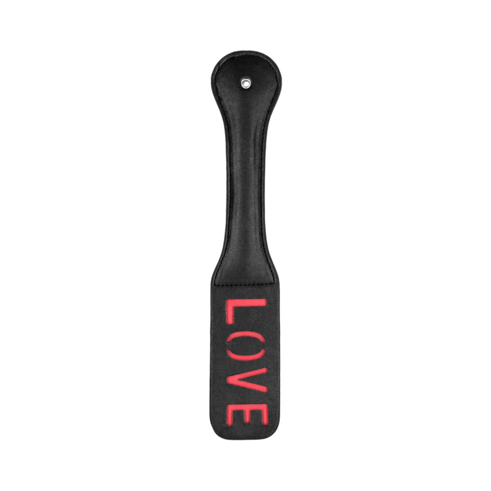 Shots - Ouch! ''Love'' Paddle Black - Bondage & Fetish Toys - Faux Leather/Vegan Leather