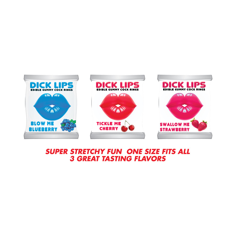 Hott Products - Dicklips Gummy Cock Rings (Singles) 3 Assorted Flavors 21pcs/Display - Novelties & Games