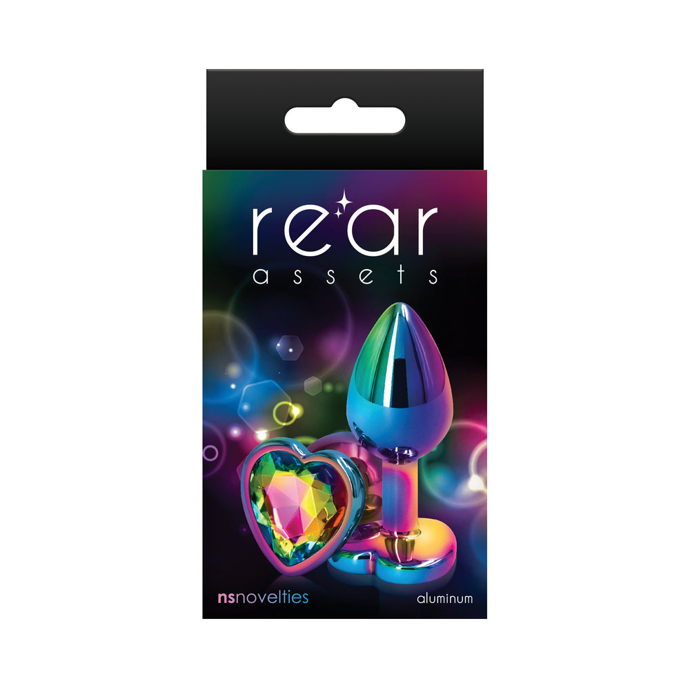 NS Novelties - Rear Assets Metal Heart Plug Small Multicolor/Rainbow - Anal Toys & Stimulators - Metal