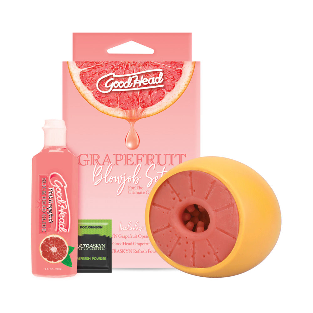 Doc Johnson - GoodHead Grapefruit Blowjob Set Yellow Pink - Masturbation Aids for Males - TPE/TPR/Elastomers