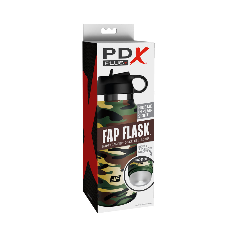 PDX Brands - PDX Plus Fap Flask Happy Camper Discreet Stroker Camo Frosted - Masturbation Aids for Males - TPE/TPR/Elastomers