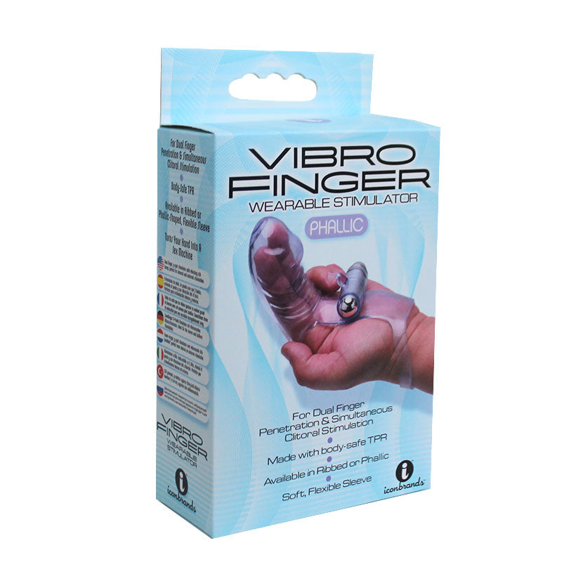 Icon Brands - The 9''s VibroFinger Phallic Finger Massager Purple - Vibrators - TPE/TPR/Elastomers