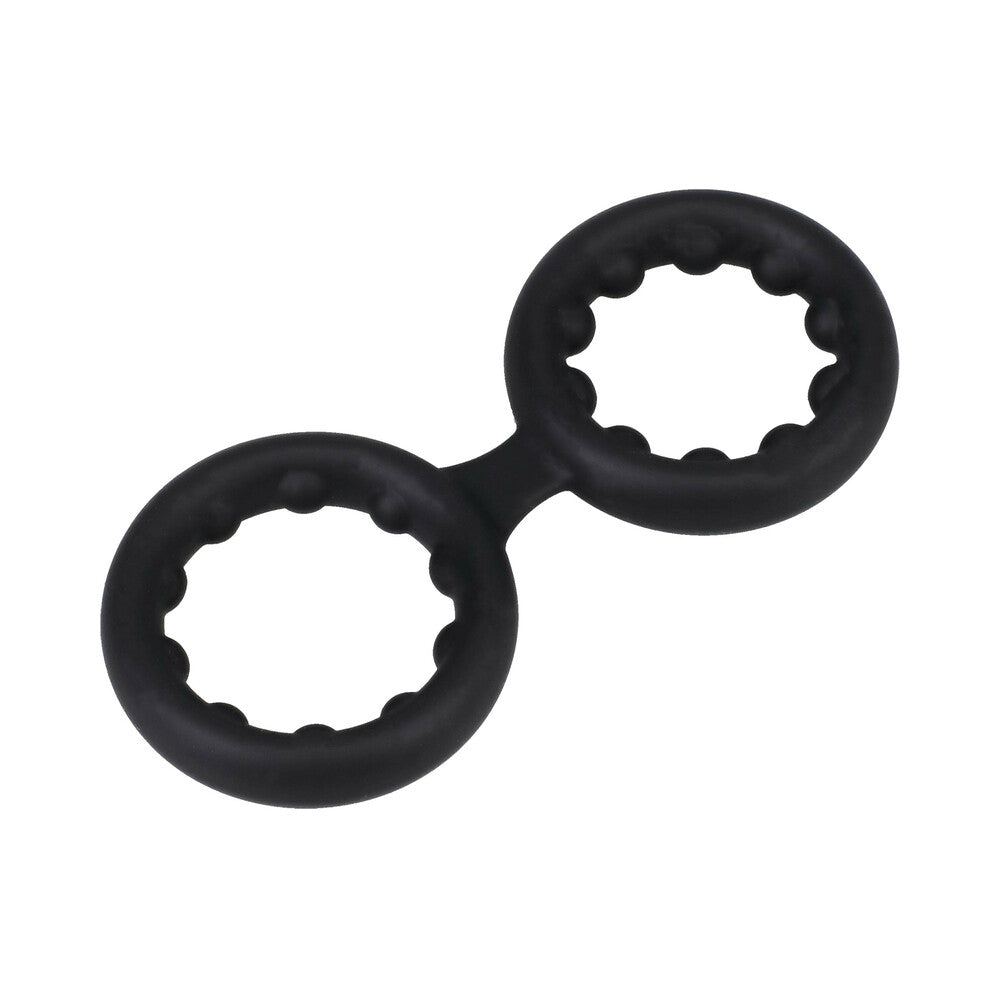 Rock Solid - ROCK SOLID Silicone Double Stamina Ring with Metal Beads Black - Cockrings