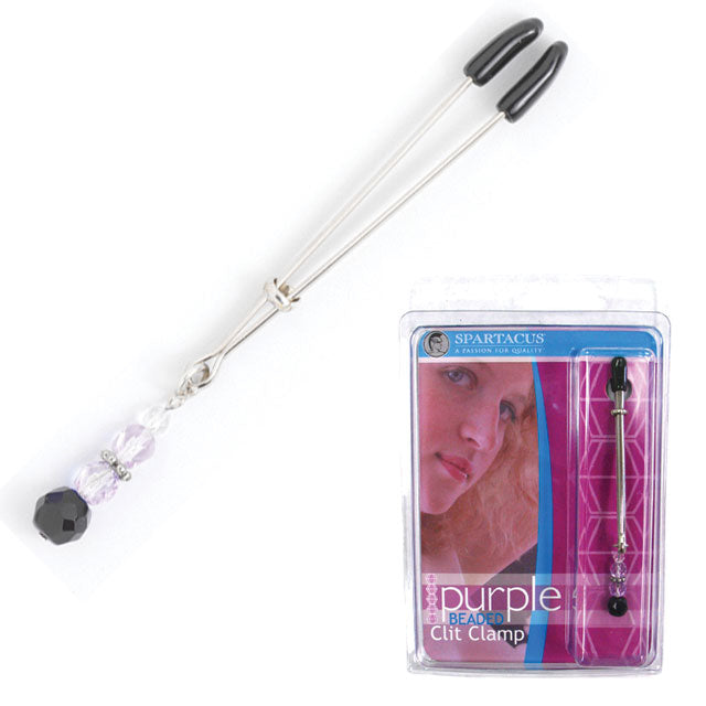 Spartacus - Tweezer Clit Clamp With Purple Bead - Bondage & Fetish Toys - Metal