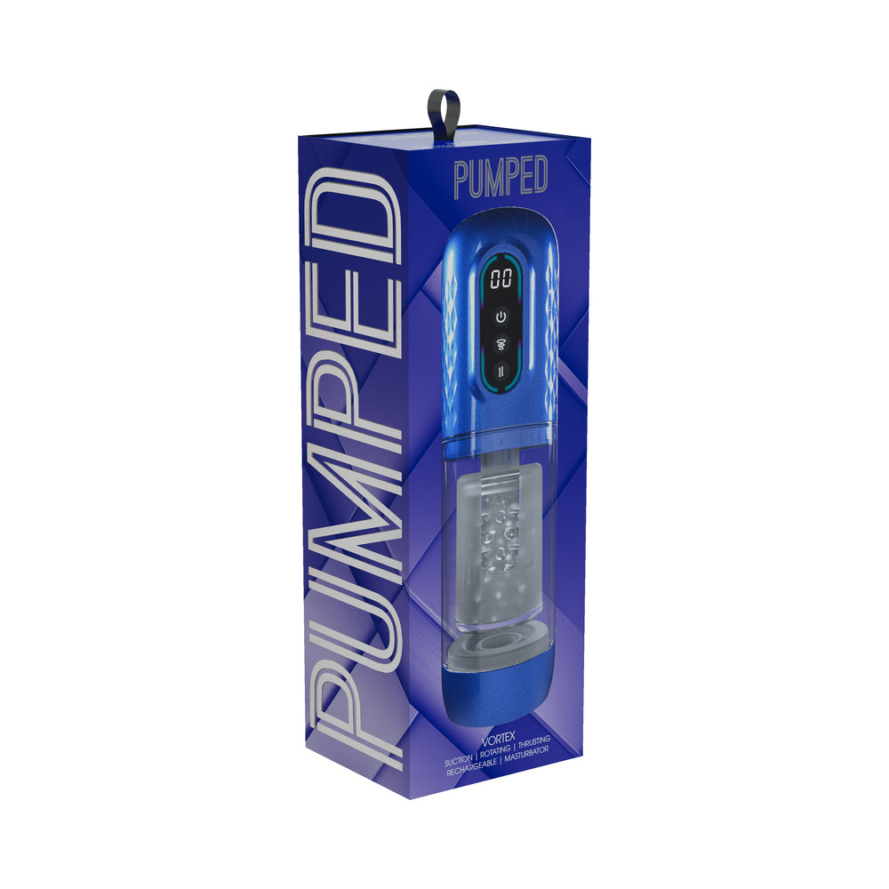 Shots - PUMPED Vortex Masturbator Metallic Blue - Masturbation Aids for Males - TPE/TPR/Elastomers