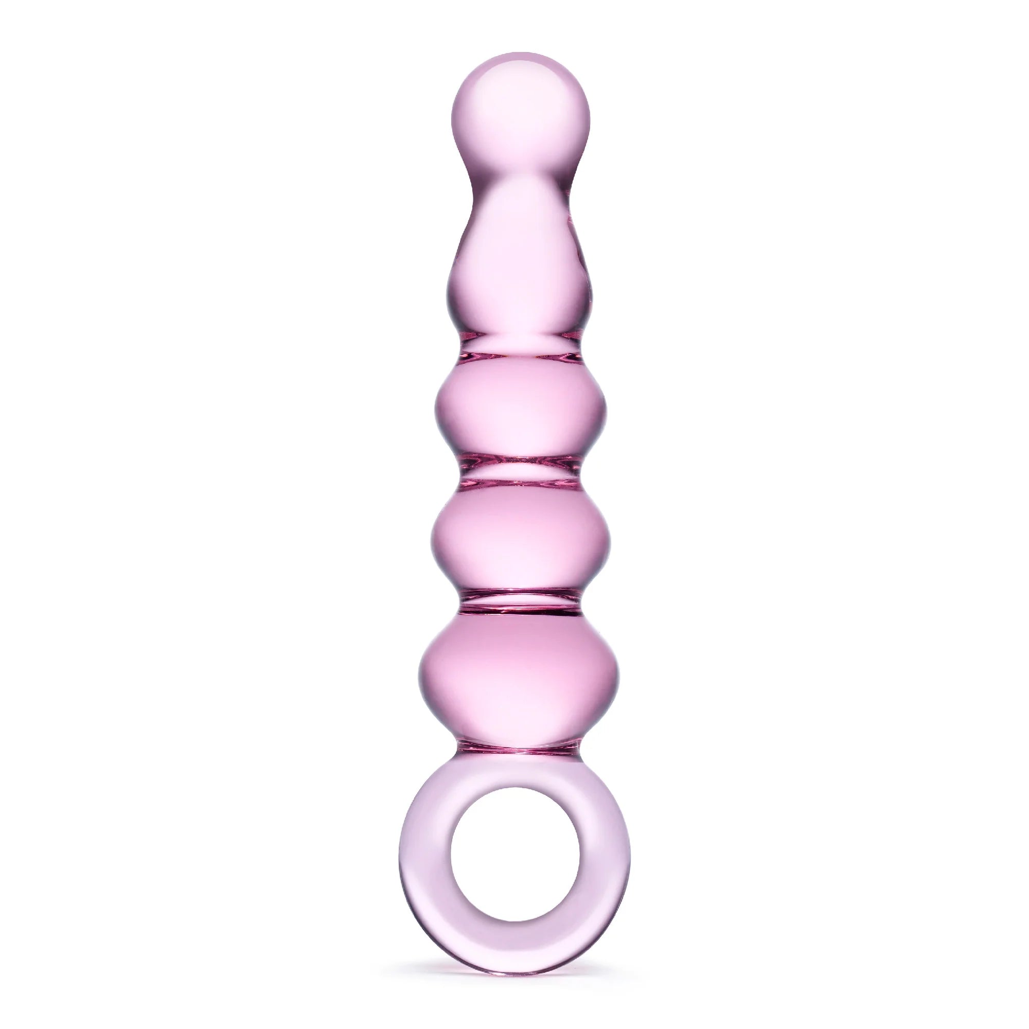 Electric Eel - Glas 7.5 in. Quintessence Beaded Anal Slider Glass Dildo with Ring Handle - Anal Toys & Stimulators - Glass