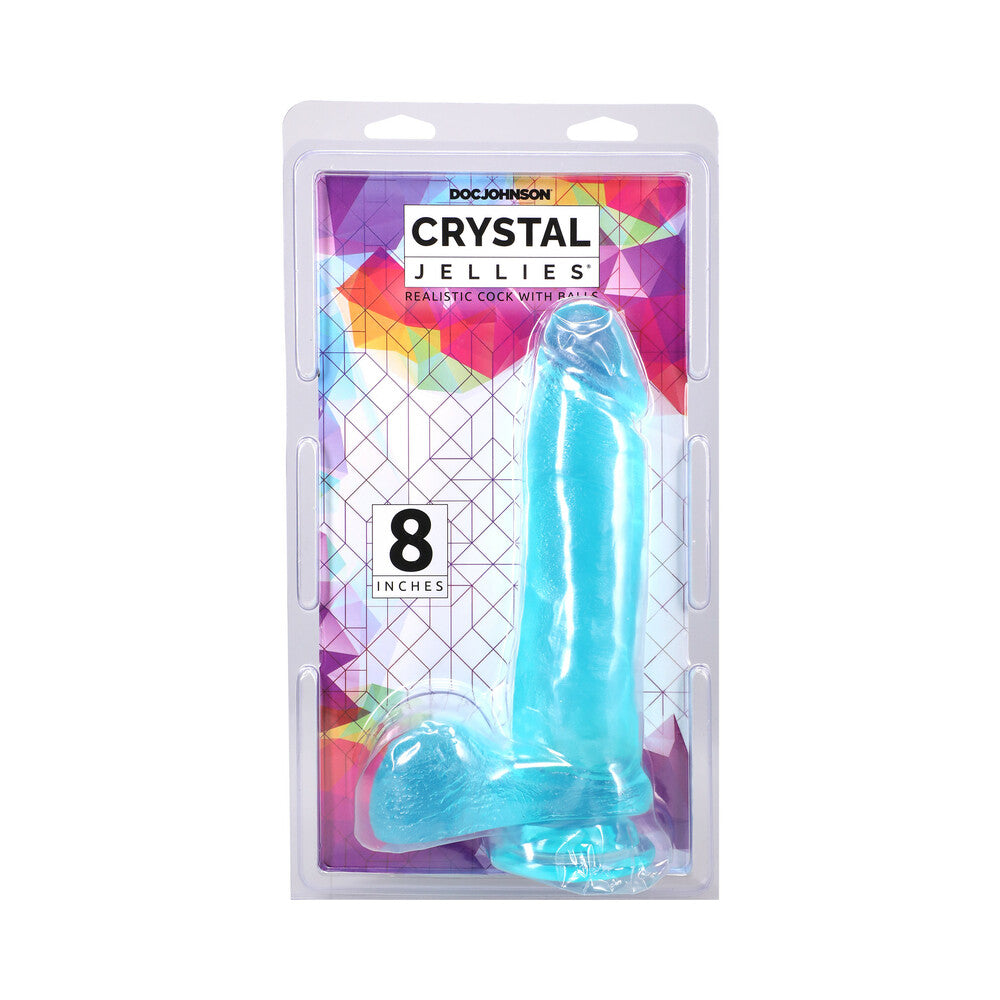Doc Johnson - Crystal Jellies 8 in. Realistic Cock with Balls Teal - Dildos