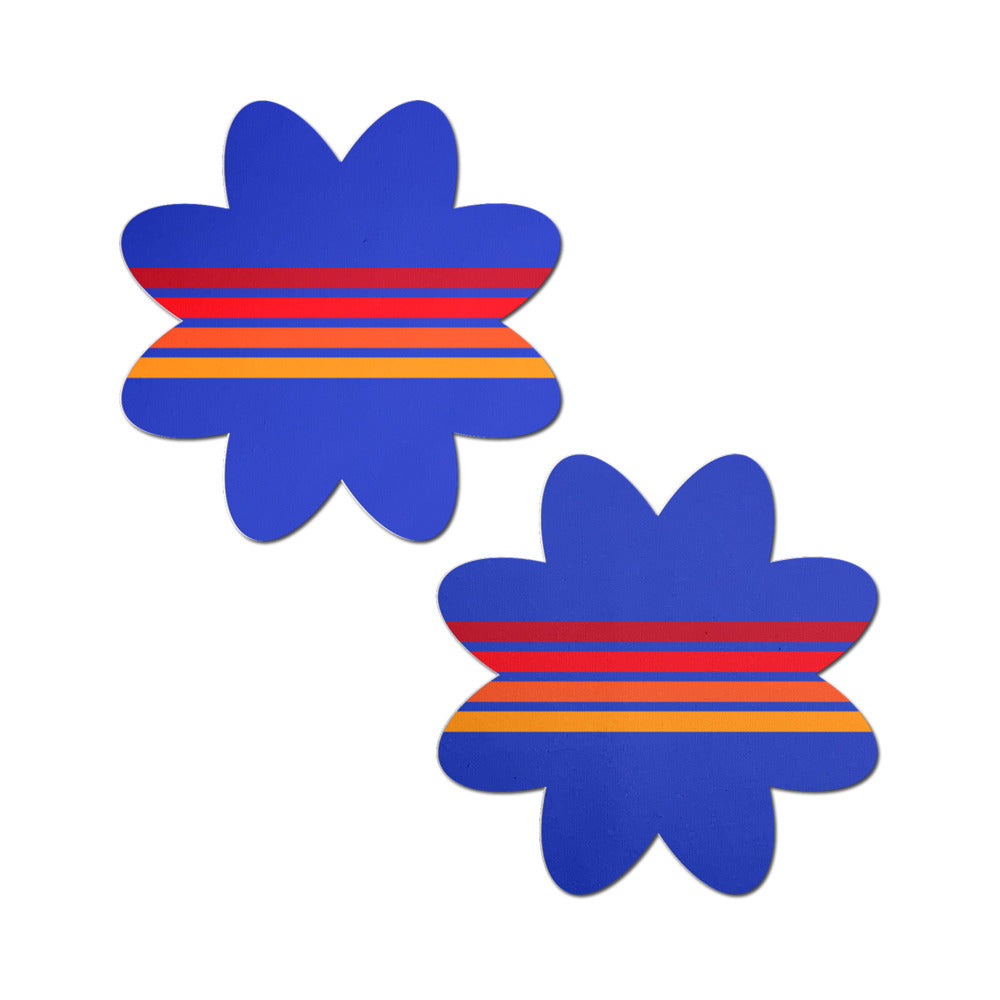 Pastease - Pastease Vibrant Retro Stripes on Blue Petal Breast Pasties - General