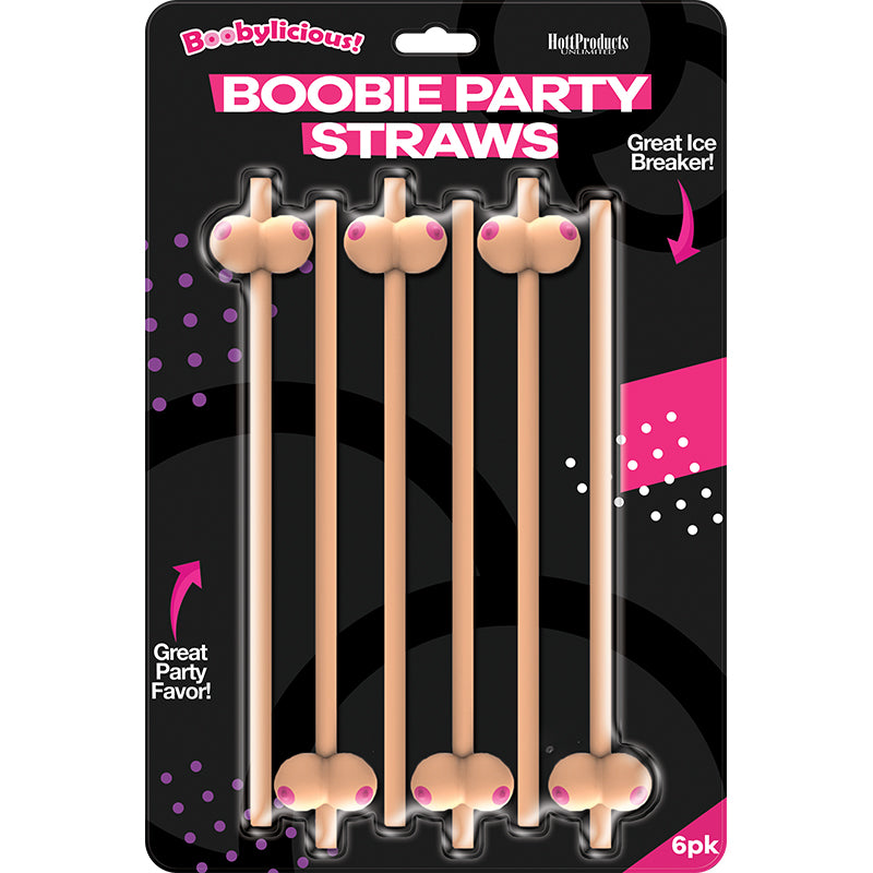 Hott Products - Boobie Straws (Flesh Color) 6Pk. - Novelties & Games