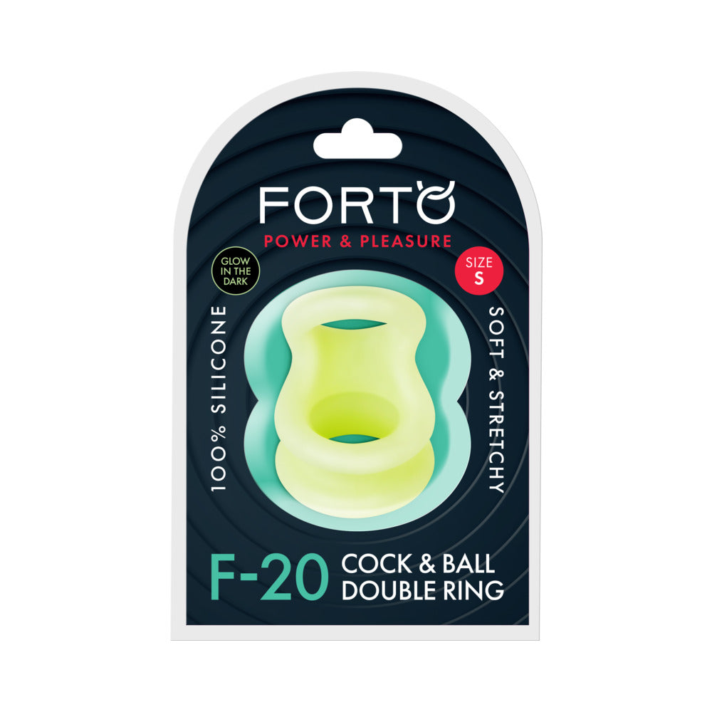 Forto - Forto F-20 Liquid Silicone Cockring & Ball Stretcher Small Glow - Cockrings - Silicone