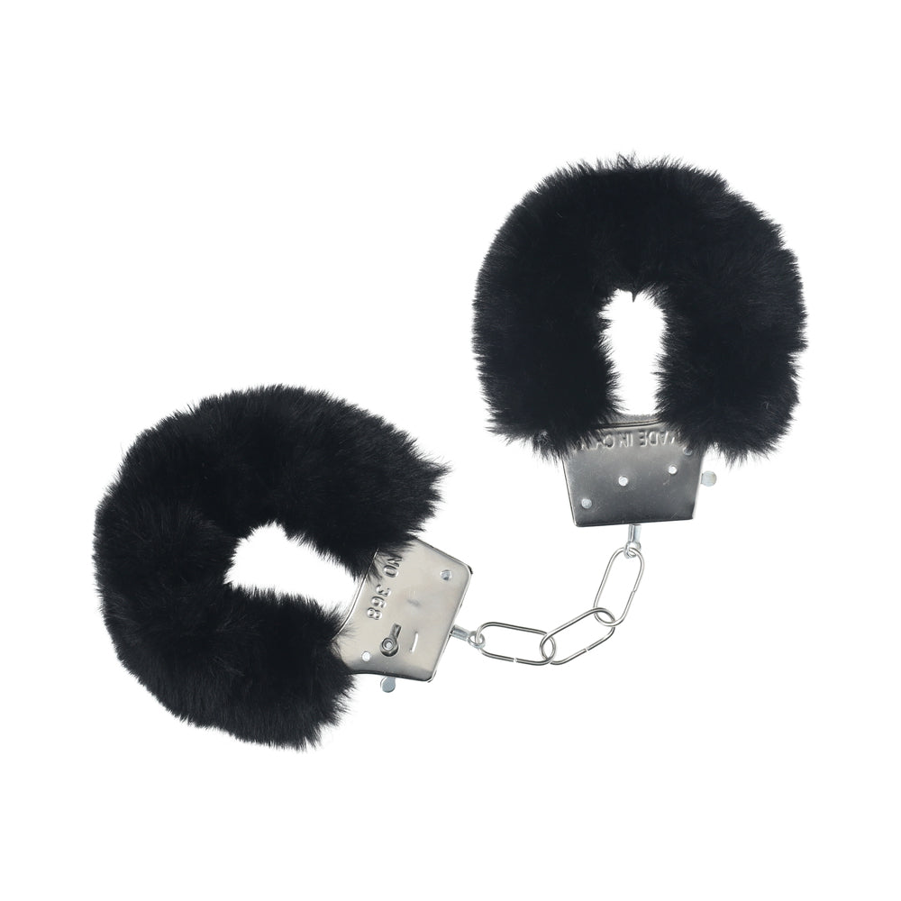 Shots - Ouch! Classic Fluffy Handcuffs Black - Bondage & Fetish Toys - Acrylic