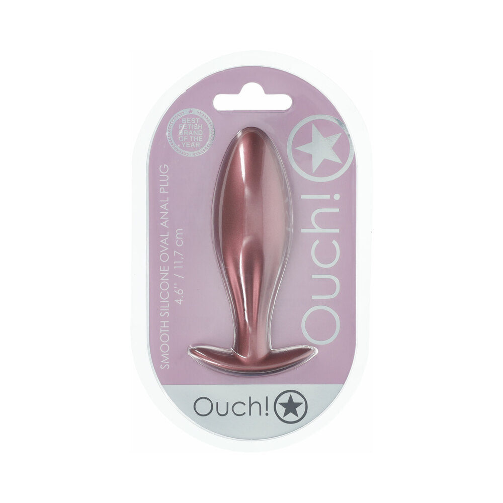 Shots - Ouch! Smooth Silicone Oval Anal Plug 4.6 in. Rose Gold - Anal Toys & Stimulators - Silicone