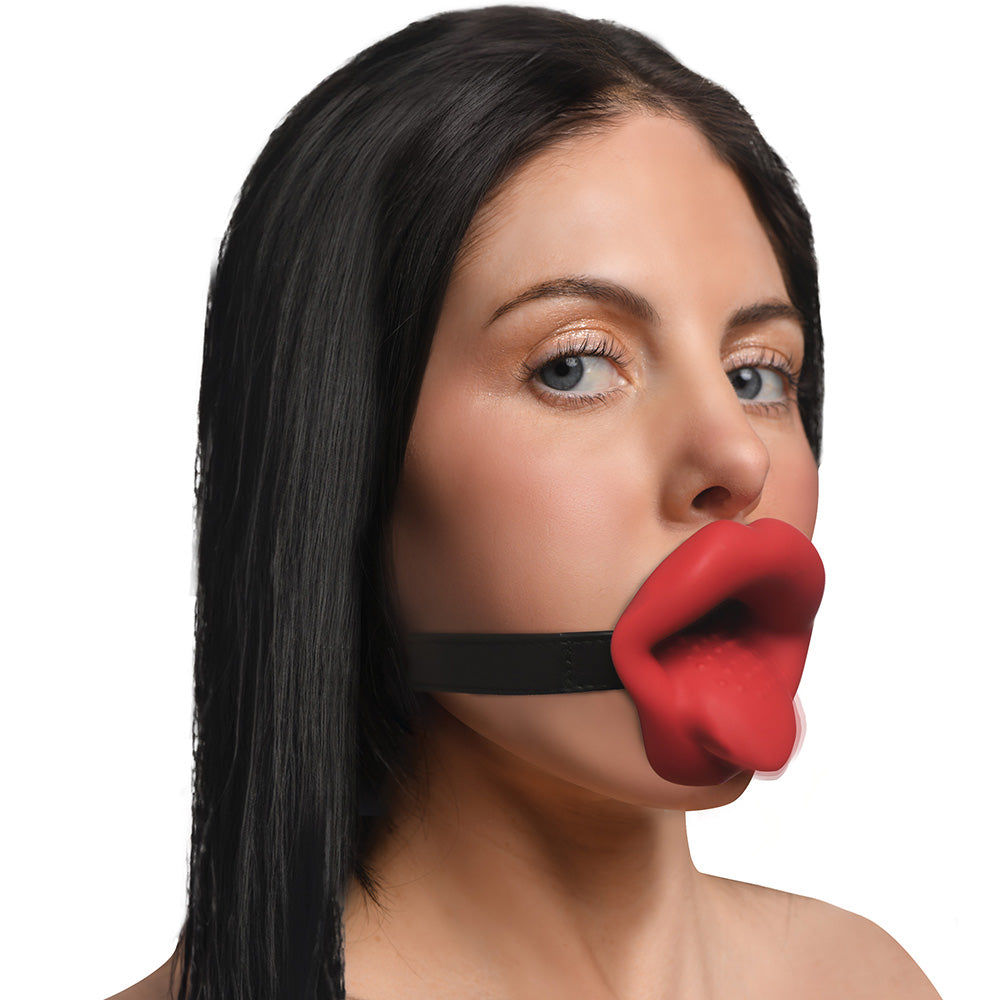 XR Brands - Master Series Vibrating Lips Mouth Gag - Bondage & Fetish Toys - Silicone