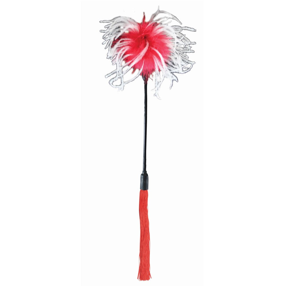 Sportsheets - Sportsheets Sex & Mischief Whip & Tickle Red/White - Bondage & Fetish Toys - Feather
