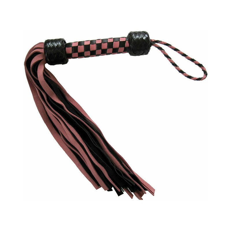 Ruff Doggie Styles - Short Suede Flogger Pink/Black - Bondage & Fetish Toys - Leather