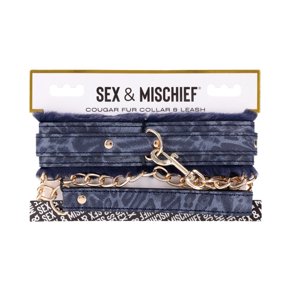 Sportsheets - Sportsheets Sex & Mischief Cougar Fur Collar & Leash - Bondage & Fetish Toys - Polyurethane