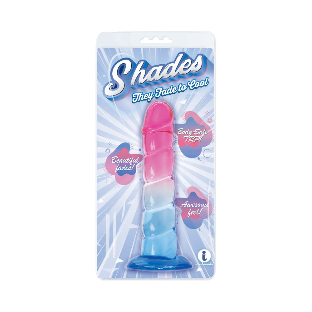 Icon Brands - Shades Swirl 7.5 in. Dildo Pink/Blue - Dildos - TPE/TPR/Elastomers