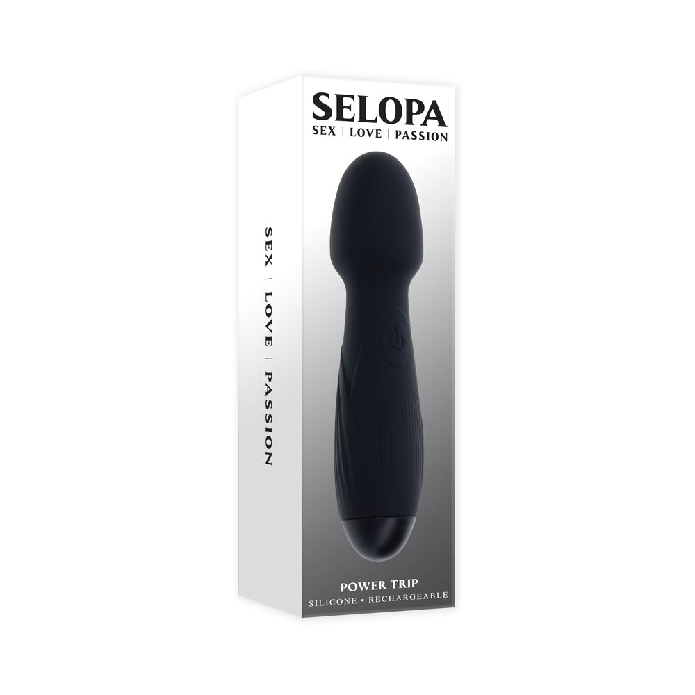 Selopa - Selopa Power Trip Rechargeable Vibrating Wand Silicone Black - Vibrators - Silicone