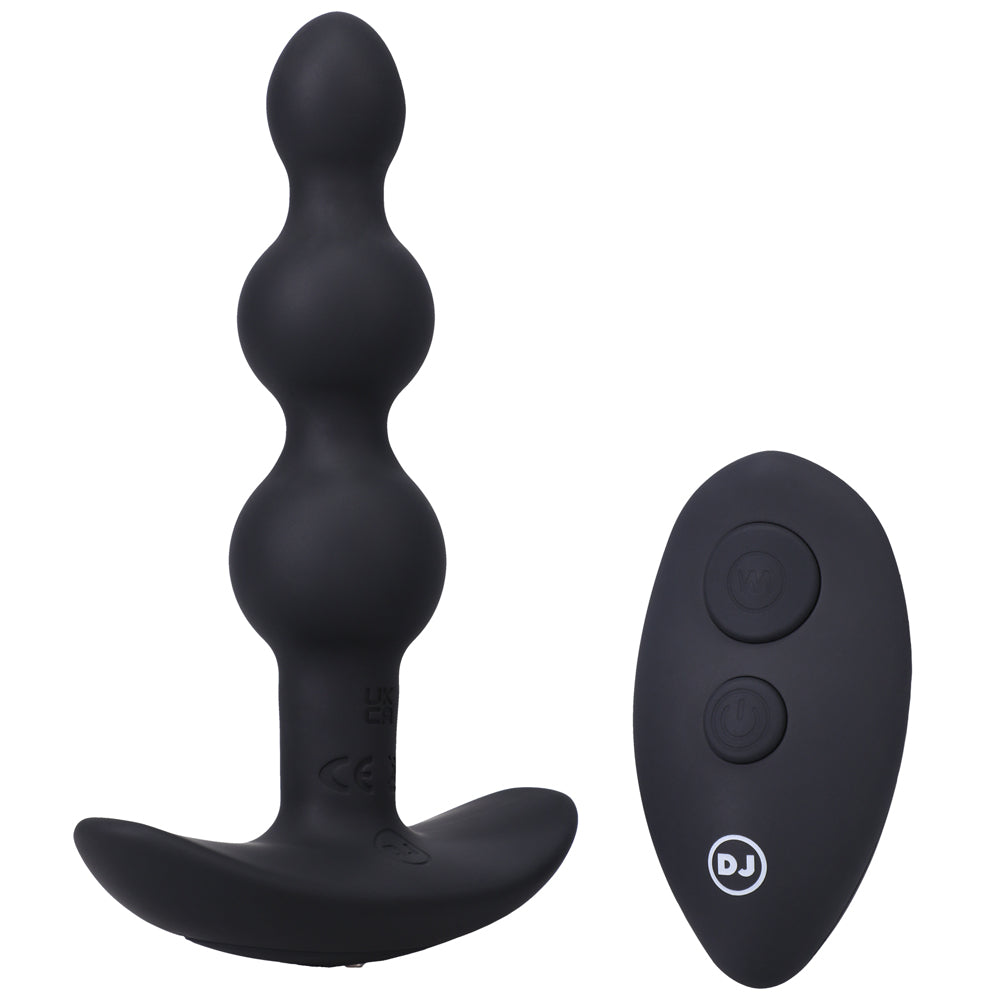 Doc Johnson - A-Play BEADED VIBE Rechargeable Silicone Anal Plug with Remote Black - Anal Toys & Stimulators - Silicone